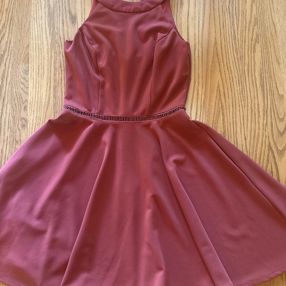 Francesca’s Burnt Orange High Neck Dress